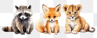 PNG Baby Animal wildlife cute set, transparent background