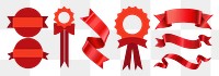 PNG Red award badge ribbon set, transparent background