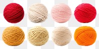 Yarn ball png cut out element set, transparent background