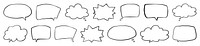 Doodle speech bubble png cut out element set, transparent background