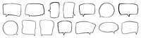 Doodle speech bubble png cut out element set, transparent background