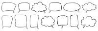 Doodle speech bubble png cut out element set, transparent background