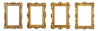 Rectangle gold frame png cut out element set, transparent background