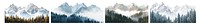 PNG Majestic snowy mountain landscape, isolated element set, transparent background