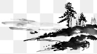 PNG Lake Japanese minimal art illustrated vegetation.