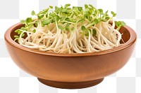 PNG Bean sprout in a wooden bowl spaghetti vegetable produce.