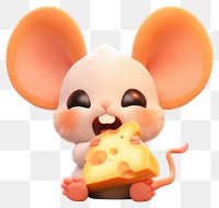 PNG Super cute baby mouse eating cheese balloon toy.