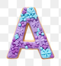 Letter A png cookie art alphabet, transparent background