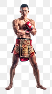 PNG Fullbody Thai boxing pose stand in front of studio clothing apparel person.