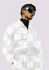 PNG men's pvc jacket mockup, transparent design
