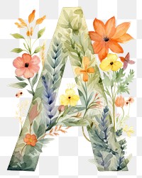 PNG Floral inside alphabet A flower pattern plant.