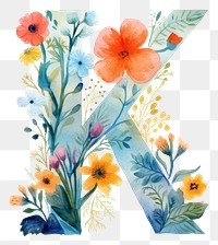 PNG Floral inside Alphabet K flower art painting