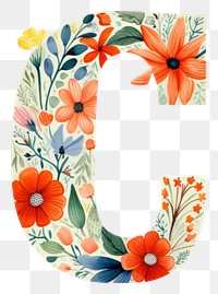 PNG Floral inside alphabet c flower number text.