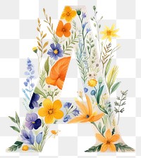PNG Floral inside alphabet A flower plant text.