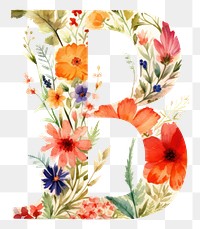 PNG Floral inside alphabet B flower pattern number