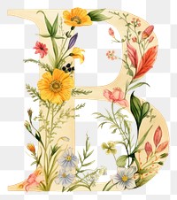 PNG Floral inside alphabet B flower art pattern.