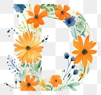 PNG Floral inside Alphabet D flower number pattern.