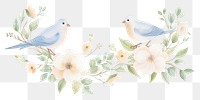 PNG Birds with bouquet as divider watercolor porcelain graphics painting.
