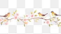PNG Birds with flowers as divider watercolor painting blossom animal.