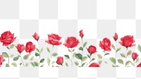 PNG Red roses as divider watercolor graphics blossom pattern.