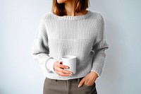 PNG women's knitted jumper mockup, transparent design
