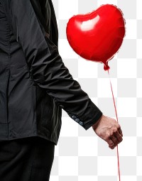 PNG Man holding red balloon in heart shape symbol person adult.
