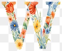 PNG Floral inside letter w graphics blossom flower.