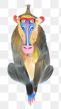 PNG Cute Mandrill illustration animal wildlife mammal.