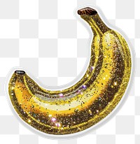PNG Glitter banana flat sticker produce fruit plant.