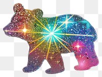 PNG Glitter bear flat sticker animal light art.