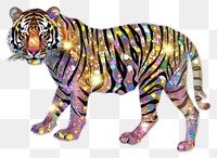 PNG Glitter tiger flat sticker accessories accessory wildlife.