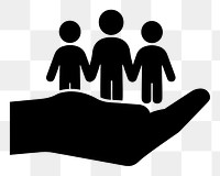 PNG Hand holding group of people silhouette stencil person.