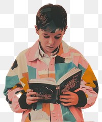 PNG Photo collage of boy reading book portrait photography publication.