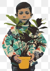 PNG Photo collage of kid holding plant pot portrait photography gardening.