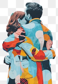 PNG Collage of Love couple hugging clothing apparel person.