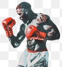 PNG Photo collage of Muscular male boxer boxing glove clothing.