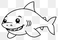 PNG Shark art illustrated stencil.