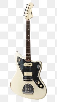 PNG Starcaster shape guitar metallic white body with silver electric guitar musical instrument bass guitar.