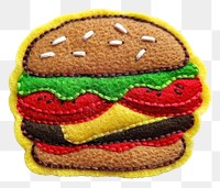 PNG Felt stickers of a single burger confectionery dessert sweets.