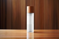 PNG cosmetic glass bottle label mockup, transparent design
