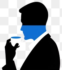 PNG A flat illustration of an animated man sipping coffee silhouette beverage person.