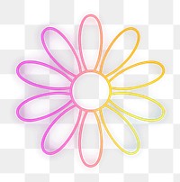 PNG simple line neon of *daisy icon*, in the style of color, aesthetic, minimal detailed, isolated --ar 1:1 --c 16