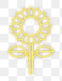 PNG simple line neon of *sunflower icon*, in the style of yellow color, aesthetic, minimal detailed, isolated --ar 1:1 --c 16