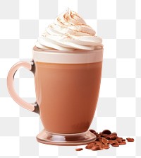 PNG Hot chocolate with whip cream beverage dessert creme 
