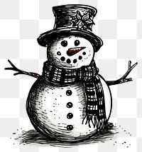 PNG Ink drawing snowman outdoors nature winter.