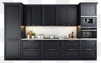 PNG Kitchen Cabinets black modern cabinet kitchen furniture.