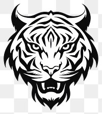 PNG Tiger tattoo flat illustration logo stencil symbol.