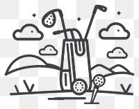 PNG Golf club icon illustrated bulldozer drawing.