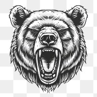 PNG Grizzly Bear head tattoo flat illustration illustrated wildlife drawing.