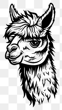 PNG Head alpaca tattoo flat illustration illustrated drawing stencil.